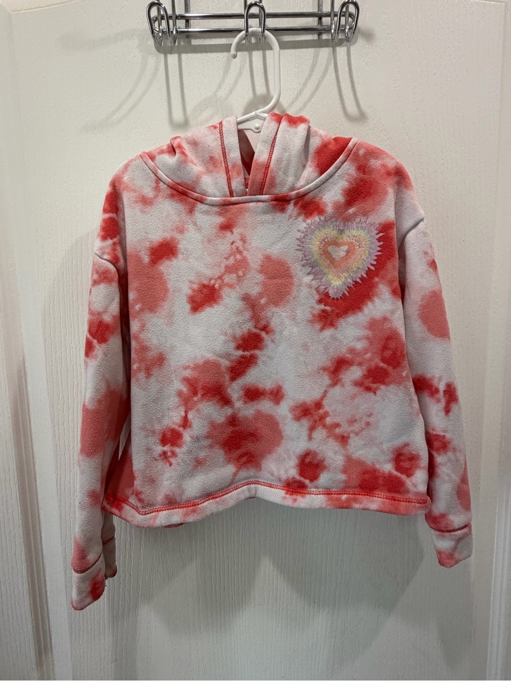 Self Esteem Pink & White Tie-Dye Heart Hoodie